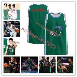 Customgenähte Tulane Green Wave Basketball Jersey Herren Jugend 24 Kevin Kreuz 25 Jaylen Forbes 33 Tylan Papst 34 Jake Shapiro 0 Logan Stephens 11 J.wood Tulane Trikots