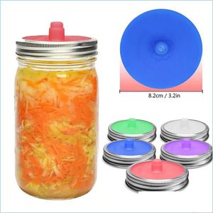 Altro Cucina Sala da pranzo Bar Mason Jar Sottaceti Coperchi Bocca larga Sile con anello sigillato Crauti Kimchi Airlock Drop Delivery Home Gar Dh8H0