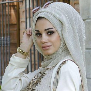 Шарфы 10шт/лот мусульманские женщины Shimmer Hijab растягивание пряжа скриночная платчка Исламское грип -шарф -шарф -шарф