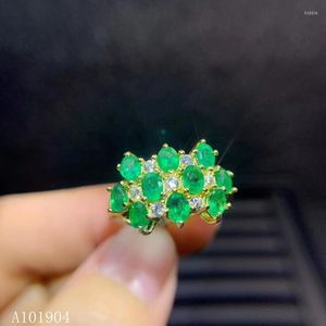 Cluster Rings Kjjeaxcmy Boutique Jewelry 925 Sterling Silver Inlaid Natural Emerald Women's Luxury Ring Support Detection