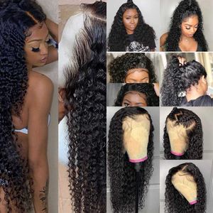 Nxy Lace Wigs 13x4 Kinky Curly Front Human Hair for Black Women Brazilian Transparent Frontal Wig 150%-250% Density Line 230106
