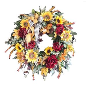 Decorative Flowers Door Front Wreath Artificial Garland Thanksgiving Day Bouquet Silk Flower For Autumn Winter Indoor Outdoor Wedding Wall