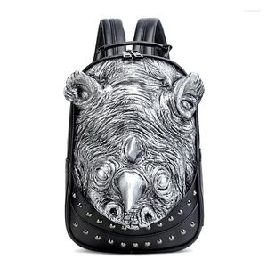 Backpack Originality Unisex PU Leather 3D Rhinoceros Style Rucksack Men Women Shoulder School Daypack For Boys Girls