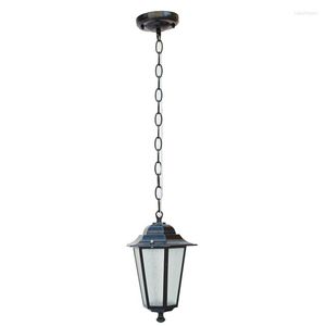 Kolye Lambalar Vintage Altıgen Açık Alüminyum Işık Su Geçirmez Balkon Tarçın/Siyah Lamba E27 Cam Labhade
