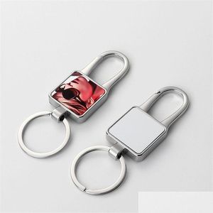 Keychains colhedas sublima￧￣o diy sublima￧￣o em branco ligim light square designer keychain sier plated woor car key ring para mulher homem sou dh6km