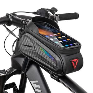 Paniers S Impermeável MTB Frame Frente Tubo Ciclismo de 7 polegadas Caixa de telefone Touchscreen Bike Bag Acessórios de bicicleta 0201