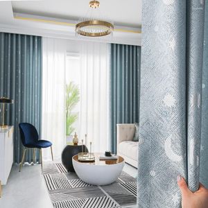 Curtain Simple Modern Blackout Curtains For Living Room Pink Blue Star Moon Diamond Cotton Linen Jacquard Tulle Customizable