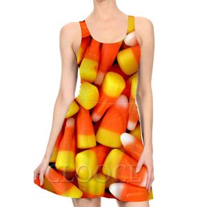 Casual klänningar mode vacker frukt klänning mini 3d tryck sommar kvinnors sexiga ärmlösa veckade strandklänning i ett stycke strandklänning