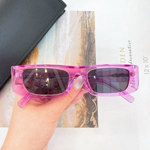 Occhiali da sole rettangolari in cristallo rosa viola per donna Uomo Occhiali da sole per feste Designer Occhiali da sole Occhiali da sole per esterni Protezione UV400 con scatola