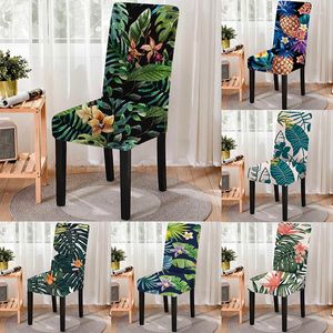 Chair Covers Green Leaf Series Dining Cover Strech Elastic Kitchen Stools Slipcover Spandex Seat Home Party Banquet Decor