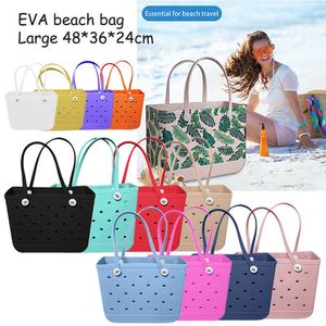 EVA Basket Beach Bags Holes Tote Storage Bag Summer Waterproof Handbag for Women Ladies Outdoor Travel Sports Pet Bag Organizer 230201