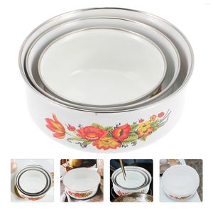 Tigelas tigas tigela esmalte mistura de lidsenamelware de servir bacia conjunto vintageoup salada salada lavagem de pipoca grande prato de cerâmica sobremesa