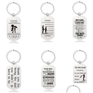 Keychains Lanyards Stainless Steel Letters To My Son Daughter Key Rings For Fathers Mothers Day Sier Car Keychain South American M Dhwy8