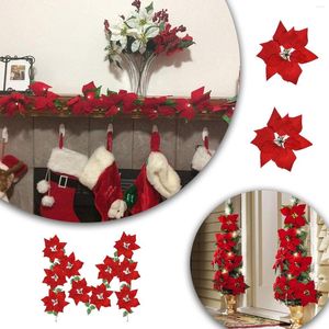 Dekorativa blommor Ett rött ljus med bär och Holly Wreaths 2PC Hem inomhus utomhusdekor för julfönsterkrans