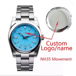 Armbanduhren 41mm steriles Zifferblatt individuelles Logo NH35 automatische mechanische Herrenuhr Saphirglas leuchtende wasserdichte Mann-Armbanduhr