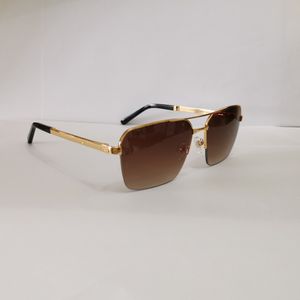 Gold Metal Square Sunglasses for Men Brown Gradient Glasses Sonnenbrille gafa de sol Sun Shades UV400 Eyewear with Box