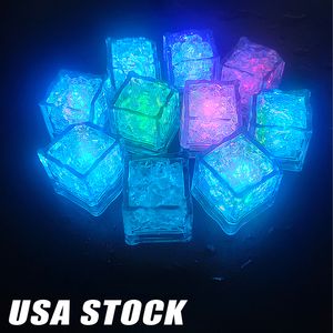 LED -lampor Polychrome Flash Party Lighting Glowing Ice Cubes Blinking Flashing Decor Light Up Bar Club Wedding Stock i USA Nighting Lights 960pcs/Lots