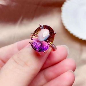 Cluster Rings Real And Natural Amethyst Ring 925 Sterling Silver Purple Crystal For Women Or Men Gem Size:13 18mm