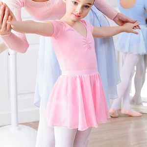 Scena zużycie dzieci balet balet tańca taneczna szaffon spódnica bawełniany krótkie rękawy taniec gimnastyka balerina odzież