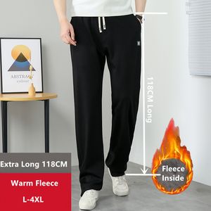 Men's Pants Long 118CM Sweatpants Tall Men 190CM Straight Sports Casual Loose Fleece Autumn Winter Thick Trousers Black Track 230131