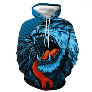 Herrtröjor 2023 Spring och Autumn -Selling 3D D0igital Printing Lion Casual Trend Men's Hooded Series