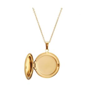 Pendant Necklaces Stainless Steel Round Open Lockets Necklace For Women Men Cod Holds P Os Engraving Words Jewelry Gift Drop Deliver Ota40