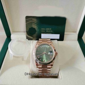 EW Factory Mens Watch Super Quality 40mm DayDate 228239 Quadrante romano verde Orologi in oro rosa 18 carati CAL.3255 Orologi da polso da uomo automatici meccanici con carta