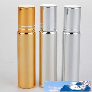 10ML Metal Roller Refillable Bottle for Essential Oils UV Rollon Glass Bottles Gold Silver Colors