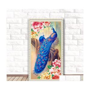 Obrazy DIY Peacock Diamond Painting 5D Zwierzęta Dekoracja Dekoracja Haftowa Przewód Krzyżowy Prezent dla przyjaciół DH0339 Drop dostawa Garde DH8L6