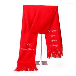 Scarves DLY Scarf Custom Red 200 70cm Polyester Spring Winter Lady Girls Shawl Statement Gift