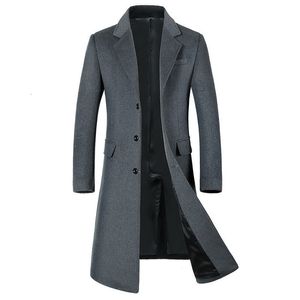 Męskie mieszanki wełny męskiej jesień i zimowe wełniane płaszcz wydłużony europejska wersja koreańska w rozmiarze plus szczupła aksamitna gruba 230201