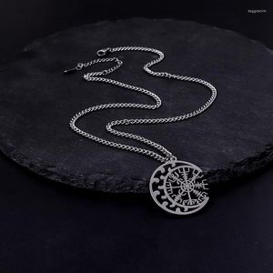 Pendant Necklaces Men's And Women's Fashion Vintage Rune Personality Stainless Steel Compass Necklace Banquet Party Accessories