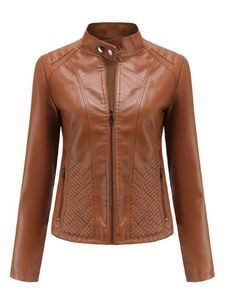Womens Leather Faux Jackets and Coats Spring Autumn Long Sleeve Fashion Basic Motorcykel Kvinna Streetwear Casual Outwear 230131