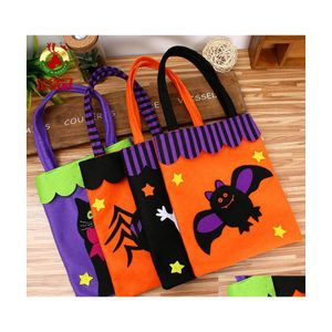 Altre forniture per feste festive Decorazione di Halloween Sacchetto di caramelle Borsa a mano di zucca Skl Tote Borse per organizer regalo per bambini Custodia in tessuto non tessuto V Dhhn7