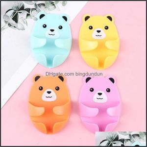 Hooks Rails Plastic Cute Cartoon Adhesive Hook Powerf Traceless Plug Kitchen Bear Plugs f￶rvaring Drop Delivery Home Garden Housekee Dhzn7