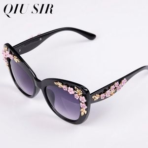 Gafas de sol Luxury Queen Burdize 2023 Cat Eye for Women Rose Flower Vintage Girls Diseño de marca Gafas de sol