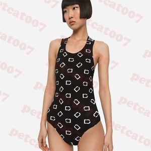 Full Letter Logo Swimwear Sexy Backless Bikini For Women Classic Black One Piece Swimsuit