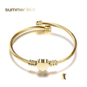 Bangle Love Heart Armband Skruv armband kvinnor rostfritt st￥l armband justerbar guld sier smycken f￶delsedagspresent dropp leverans otzaq