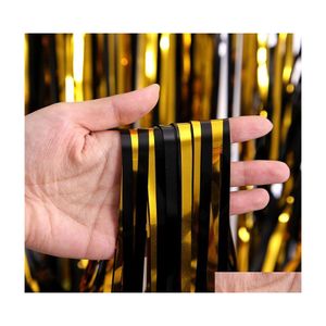 Decorazione per feste Decorazioni festive 1X4M Niello Rain Curtain Pozone Tinsel Foil Compleanno Tende da parete Po Zone Backdropparty Drop Del Dhb3S