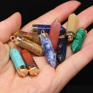 Charms Natural Stone Chakra Hexagon Shape Pendum Pendant Quartz Healing Reiki Crystal Finding Diy Necklaces Women Delicate J Dhgarden Dhpfb