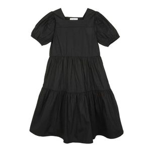 Mädchen es Kinder Teenager Mädchen Puffärmel Midi 2022 Neue Sommer Kinder Strandkleid Baumwollkleidung Rüschen Schwarz und Weiß #6301 0131