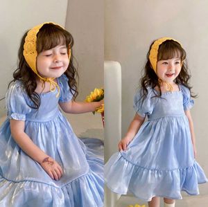Girl's Summer New Girl's ES Children's Clothing 2022 Solidny Streamer Princess Classic Charm Vestidos Baby Girl Dress 0131