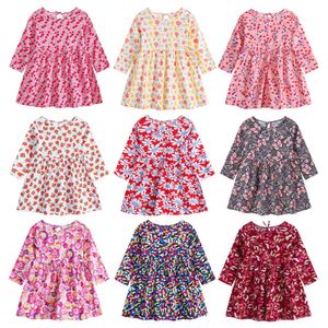 Flickans 2022 Spring Autumn 0-6T Girls Long Sleeve Cute Print Es Kids Clothes Princess For Children Party Gown Pageant Dress 0131