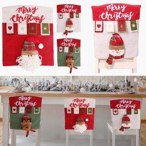 Pokrywa krzesła jadalnia świąteczna tylna okładka Santa Snowman Kitchen El Holiday Party Flag #T2G