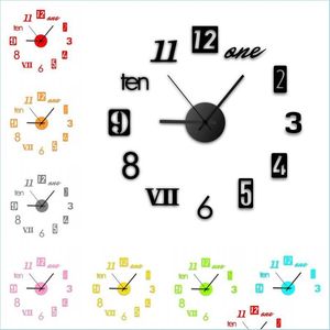 Relógios de parede 40 cm relógio diy clock moderno sem moldura espelho 3D para quarto quarto de estar no escritório e decoração de cozinha decoração de parto do jardim dhixu