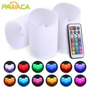 Świece 3PCS Pilot Control Flimeless RGB LED Filars Świece światła Timer Funkcja Bateria zasilana herbatą Domowe Dekor imprezowy