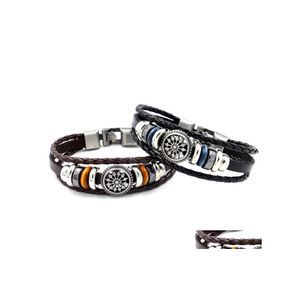 Other Bracelets Fashion Jewelry Men Leather Cord Handmade Woven Bracelet Vintage Beads Charms Drop Delivery Dhcgw