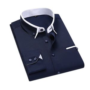 Mens Casual Camisas 8XL Homens Primavera Outono Vestido de Negócios Masculino Slim Fit Manga Longa Alta Qualidade Hombre Roupas Tops Preto Branco 230131