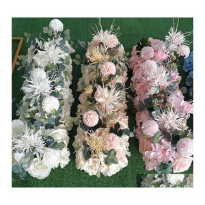 Dekoracja imprezy 50 cm Wedding Flower Mursement Silk Rose Peony Artificial Row for Arch tła Garlandparty Drop dostawa ho dhxoc