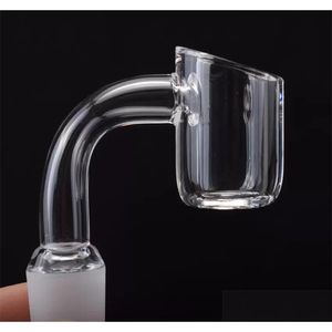 Smoking Pipes Thick Club Quartz Banger Nail 14Mm Male 90 Degrees 100 Real Nails Transparent For Glass Bong Bowl Adapter Tobacco Oil Dhxhc